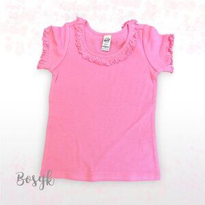 NEW - Tshirt with Ruffle Short Sleeve  - T Shirt Pink -T Shirt Plain-T Shirt